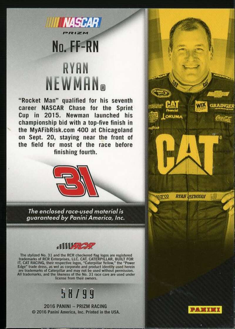 Ryan Newman Card 2016 Panini Prizm Firesuit Fabrics Prizms Green Flag #14  Image 2