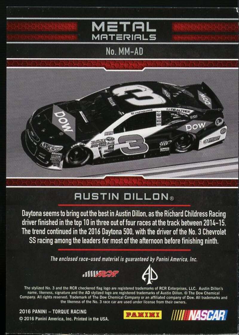 Austin Dillon Card 2016 Panini Torque Metal Materials Green #2  Image 2