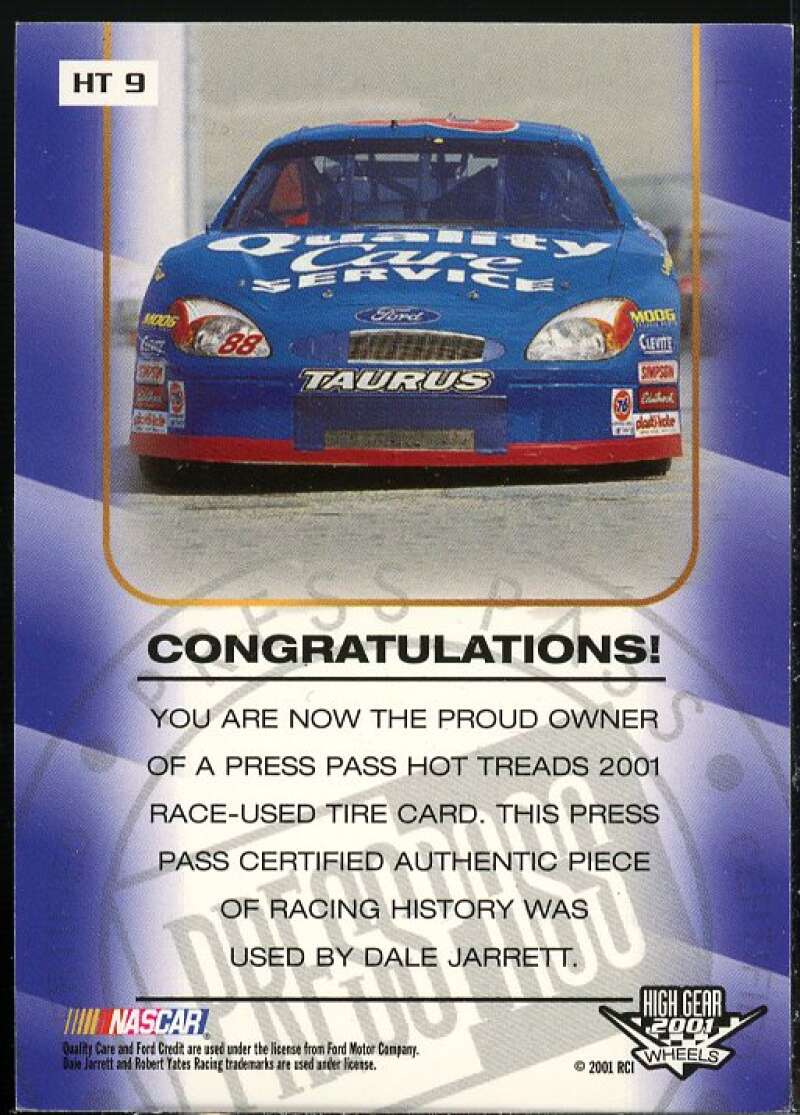 Dale Jarrett Card 2001 Press Pass Hot Treads #HT9  Image 2