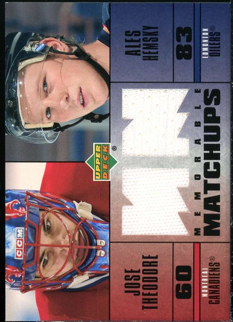 Jose Theodore Ales Hemsky Card 2003-04 Upper Deck Memorable Matchups #MMTH  Image 1