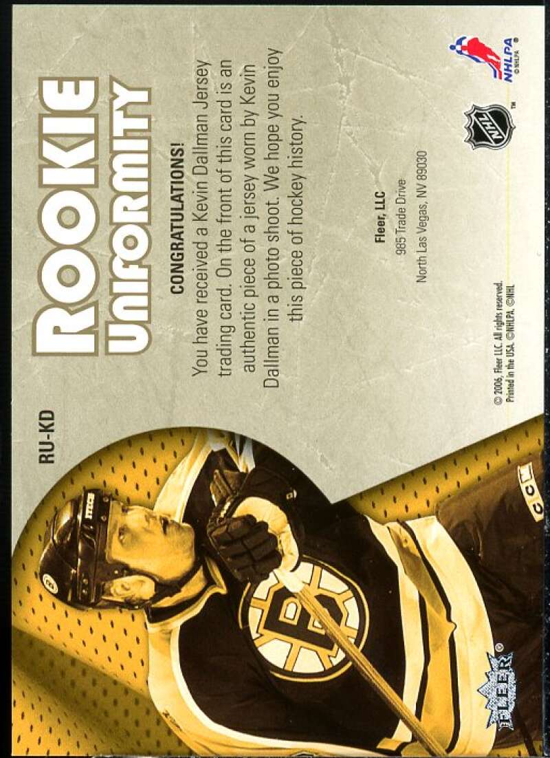 Kevin Dallman Card 2005-06 Ultra Rookie Uniformity Jerseys #RUKD  Image 2