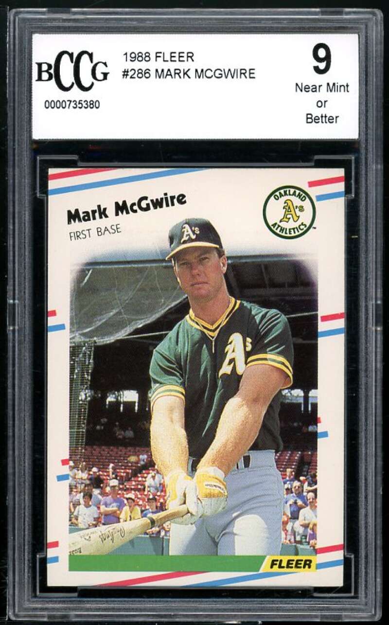 Mark McGwire Card 1988 FLeer #286 BGS BCCG 9 Image 1