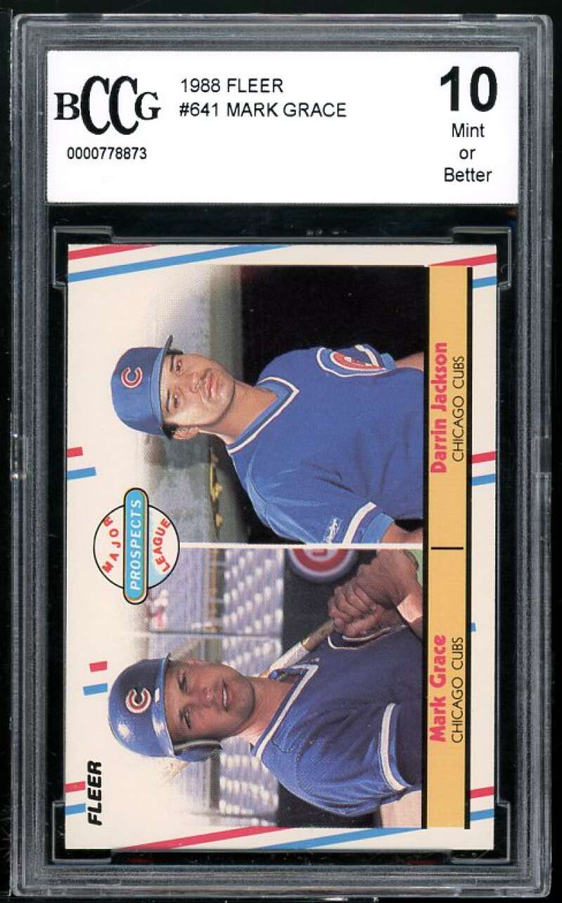 Mark Grace/Darrin Jackson Rookie Card 1988 Fleer #641 BGS BCCG 10 Image 1