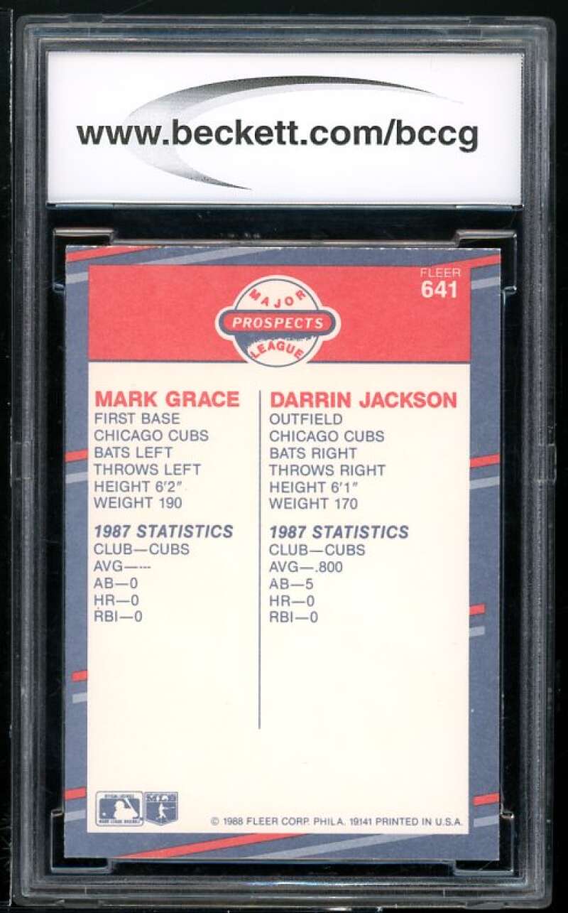 Mark Grace/Darrin Jackson Rookie Card 1988 Fleer #641 BGS BCCG 10 Image 2