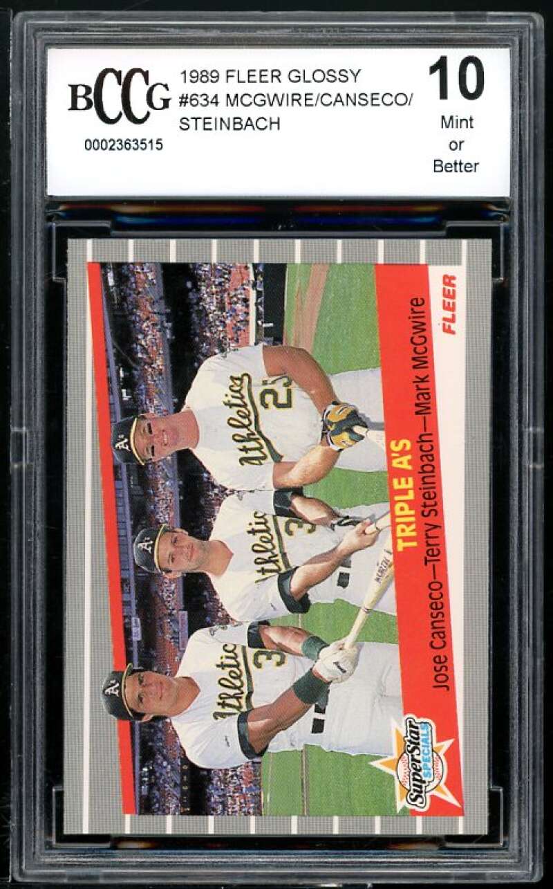 Jose Canseco / Mark Mcgwire Card 1989 FLeer Glossy #634 BGS BCCG 10 Image 1