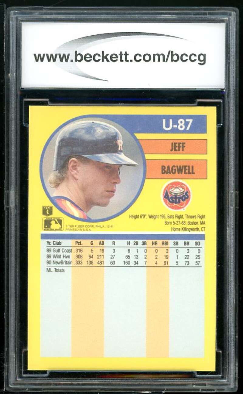 Jeff Bagwell Rookie Card 1991 Fleer Update #U-87 BGS BCCG 10 Image 2