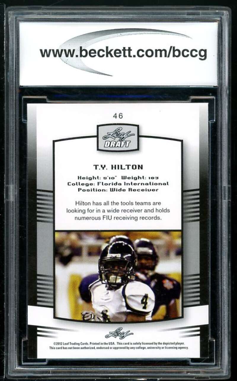 T.Y. Hilton Rookie Card 2012 Leaf Draft Blue #46 BGS BCCG 10 Image 2