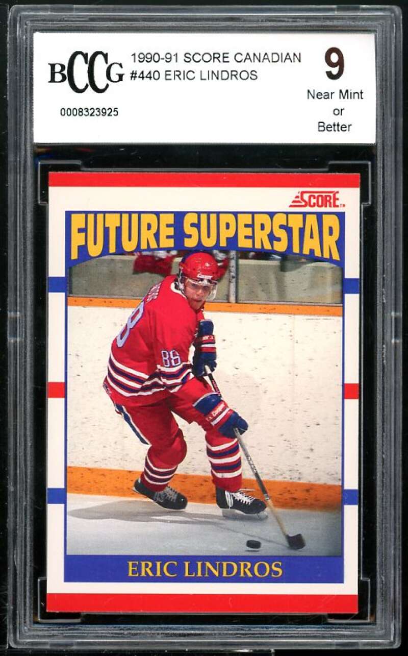 Eric Lindros Rookie Card 1990-91 Score Canadian #440 BGS BCCG 9 Image 1