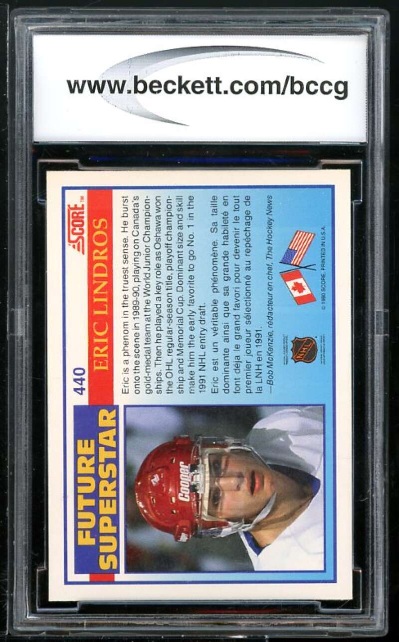 Eric Lindros Rookie Card 1990-91 Score Canadian #440 BGS BCCG 9 Image 2