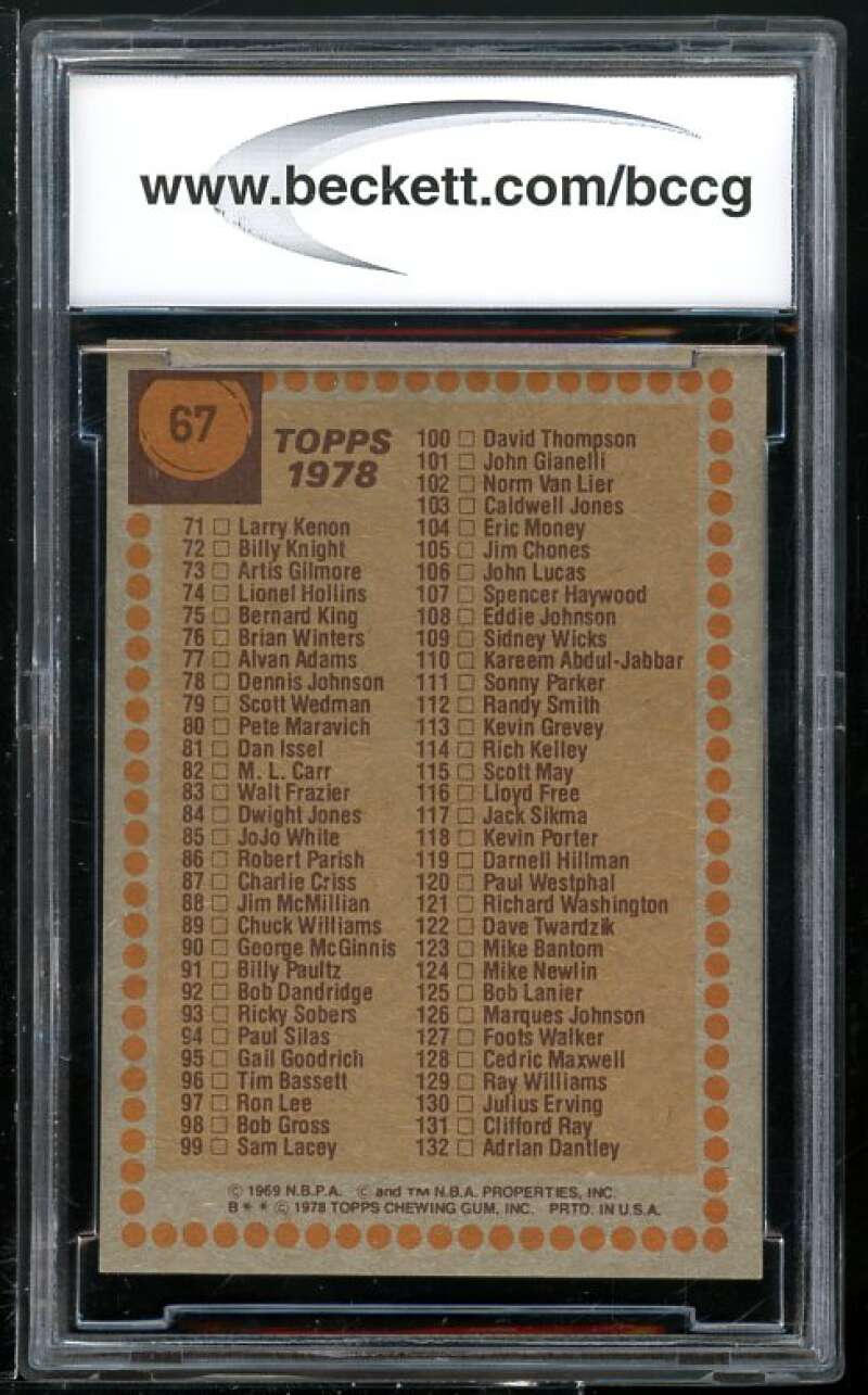 Checklist 1-132 Card 1978-79 Topps #67 BGS BCCG 9 Image 2