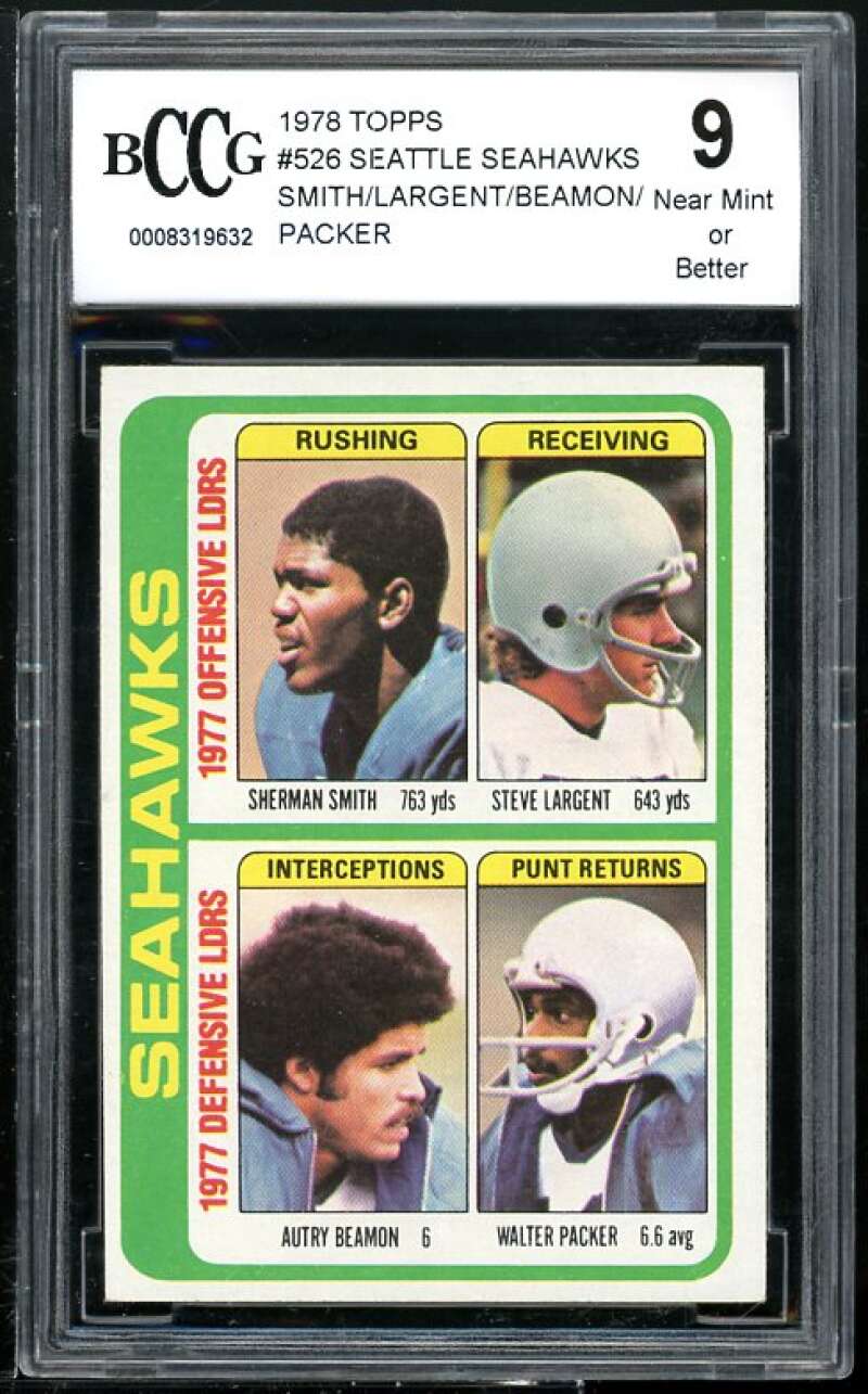 Sherman Smith/Steve Largent/Beamon/Walter Packer 1978 Topps #526 BGS BCCG 9 Image 1