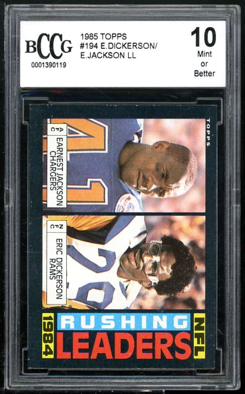 Rushing Leaders Earnest Jackson / Eric Dickerson 1985 Topps #194 BGS BCCG 10 Image 1