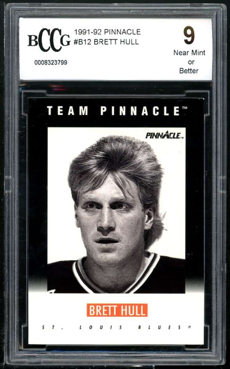 Brett Hull Card 1991-92 Pinnacle Team Pinnacle #B12 BGS BCCG 9 Image 1