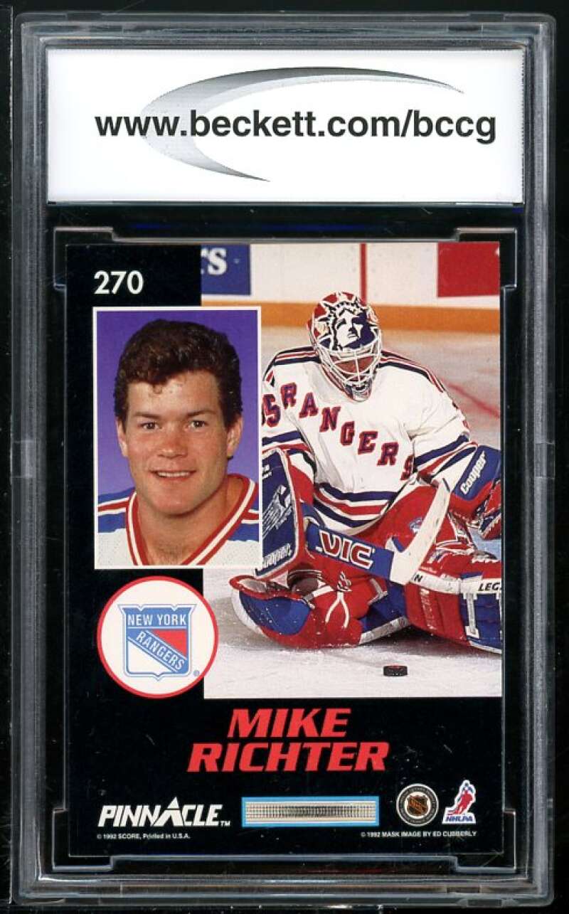 Mike Richter Card 1992-93 Pinnacle French #270 BGS BCCG 10 Image 2