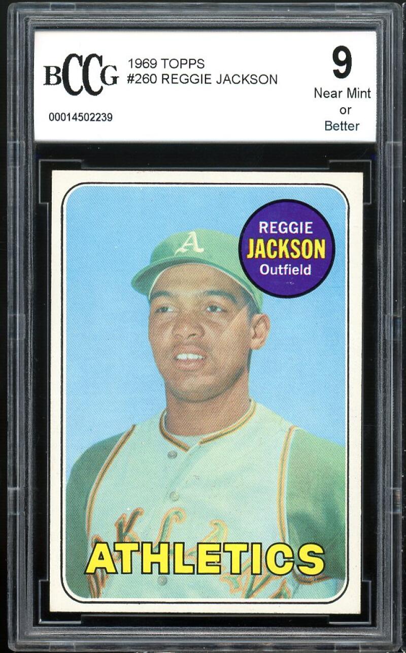 1969 Topps #260 Reggie Jackson Rookie Card BGS BCCG 9 Near Mint+ Image 1