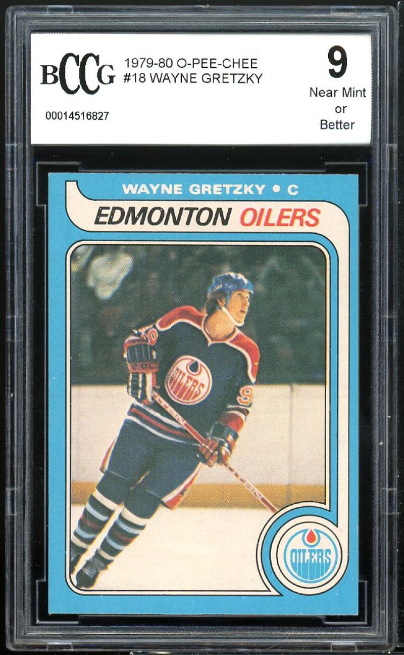 1979-80 O-Pee-Chee #18 Wayne Gretzky Rookie Card BGS BCCG 9 Near Mint+ Image 1