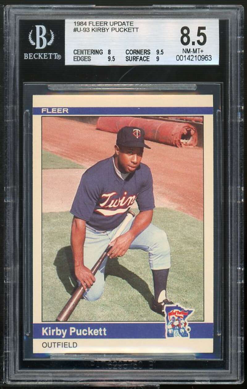 Kirby Puckett Rookie Card 1984 Fleer Update #U-93 BGS 8.5 (8 9.5 9.5 9) Image 1