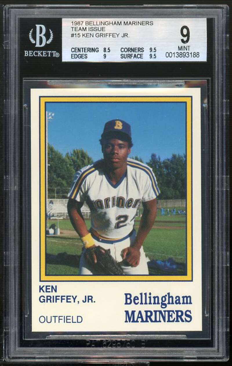 Ken Griffey Jr. Rookie Card 1987 Bellingham Mariners #15 BGS 9 (8.5 9.5 9 9.5) Image 1