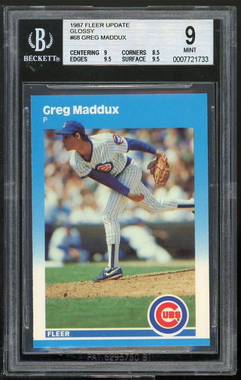 Greg Maddux Rookie Card 1987 Fleer Update Glossy #U-68 BGS 9 (9 8.5 9.5 9.5) Image 1