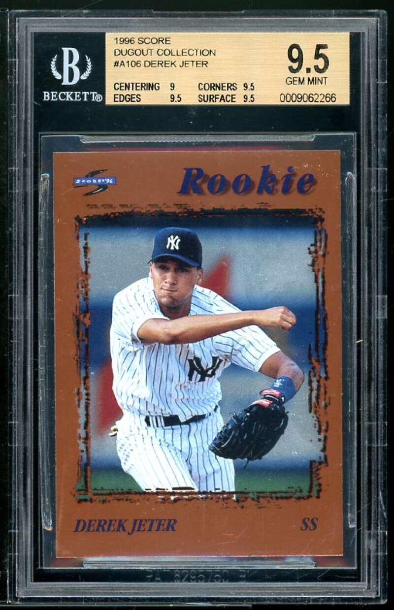 Derek Jeter Card 1996 Score Dugout Collection #a106 BGS 9.5 (9 9.5 9.5 9.5) Image 1