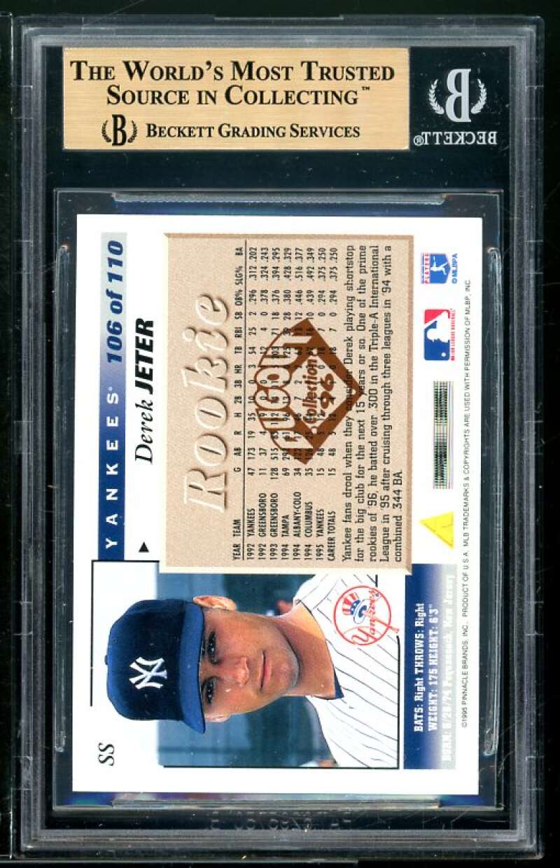 Derek Jeter Card 1996 Score Dugout Collection #a106 BGS 9.5 (9 9.5 9.5 9.5) Image 2