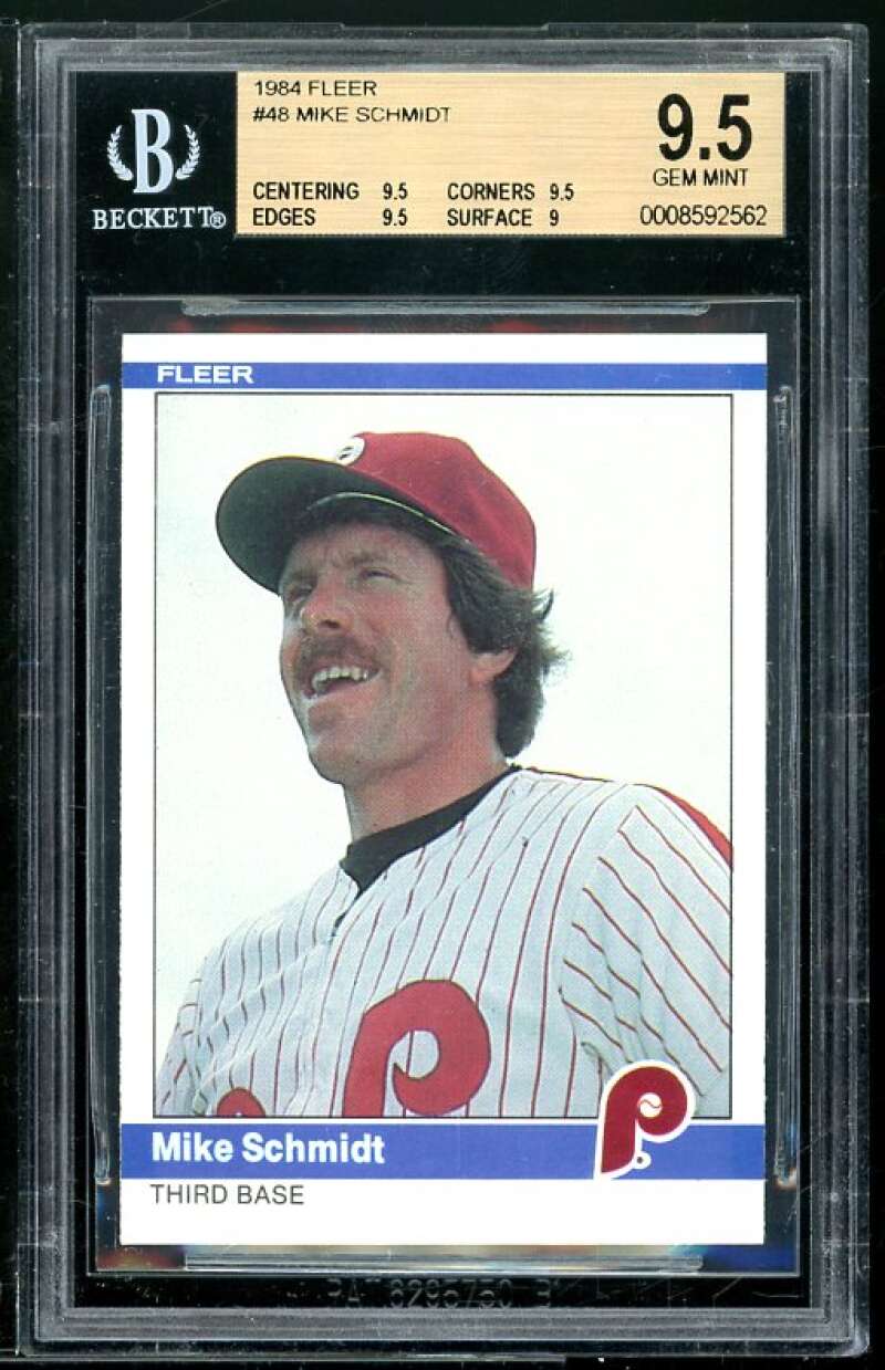 Mike Schmidt Card 1984 Fleer #48 BGS 9.5 (9.5 9.5 9.5 9) Image 1