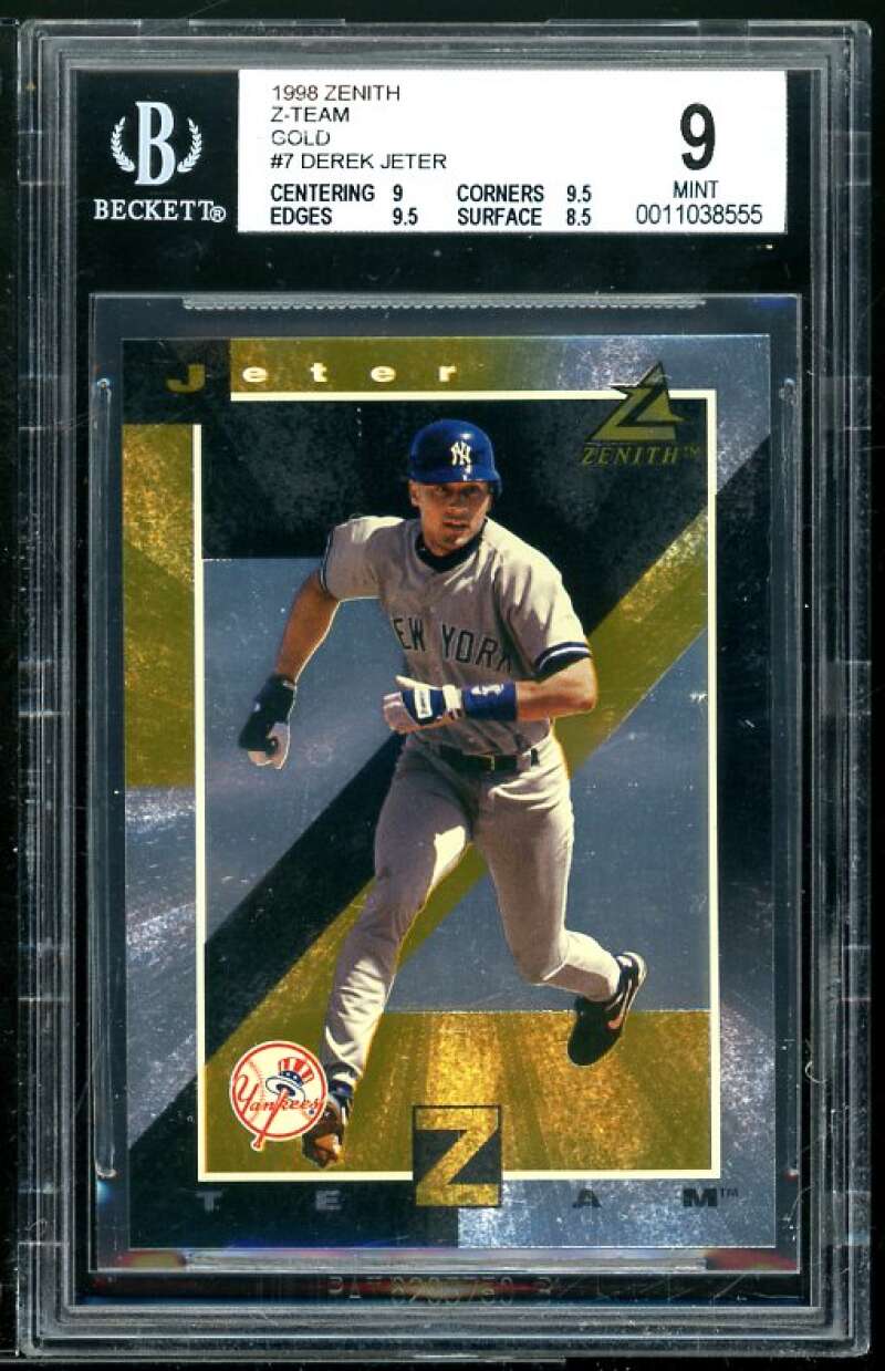 Derek Jeter Card 1998 Zenith Z-Team Gold #7 BGS 9 (9 9.5 9.5 8.5) Image 1