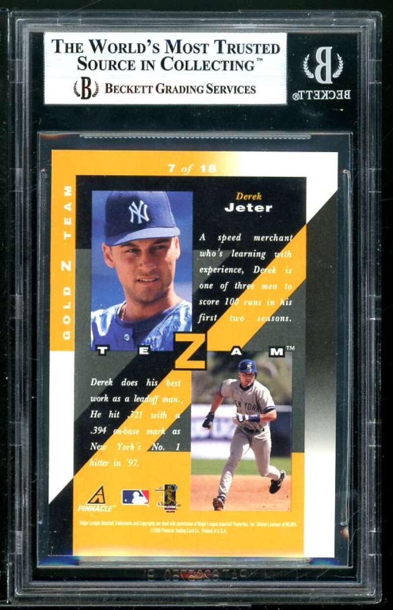 Derek Jeter Card 1998 Zenith Z-Team Gold #7 BGS 9 (9 9.5 9.5 8.5) Image 2