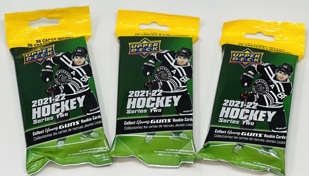 (3) 2021-22 Upper Deck Series Two Hockey Cello Pack Lot Image 1