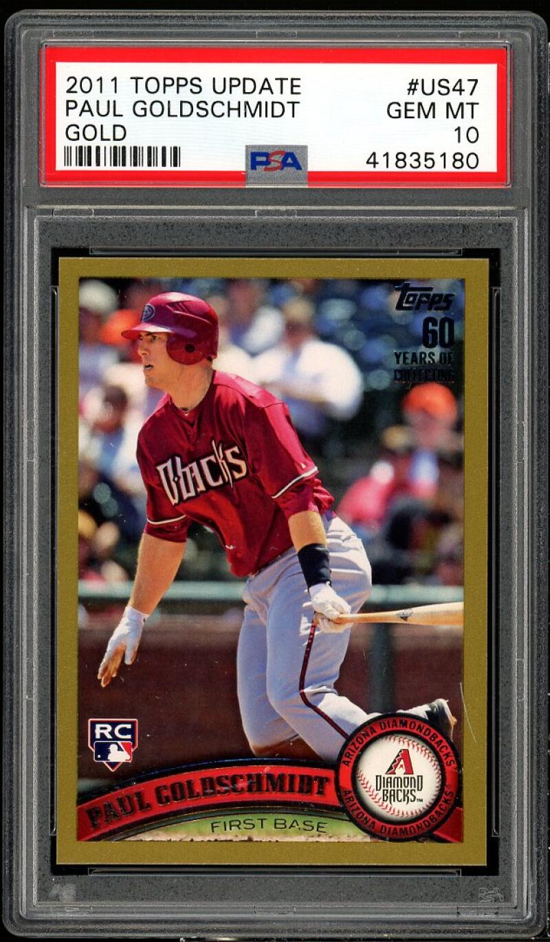 Paul Goldschmidt Rookie Card 2011 Topps Update Gold #US47 PSA 10 Image 1