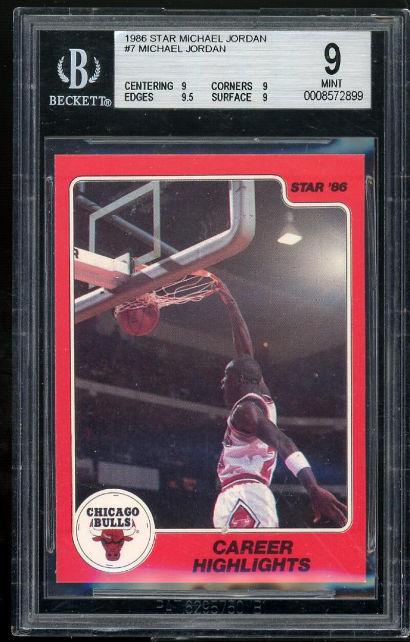 Michael Jordan Rookie Card 1986 Star #7 BGS 9 (9 9 9.5 9) Image 1