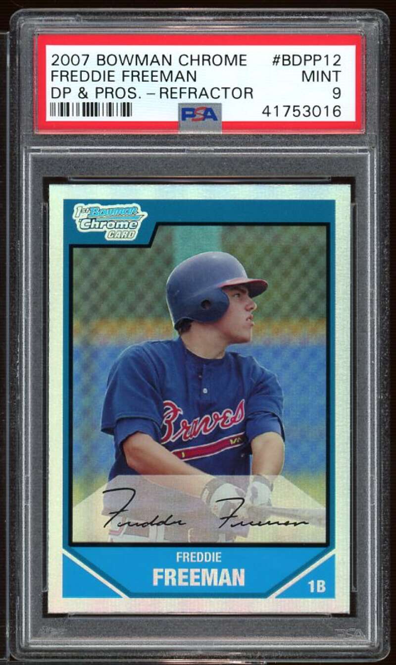 Freddie Freeman Rookie 2007 Bowman Chrome DP n Prospects Refractor #BDPP12 PSA 9 Image 1