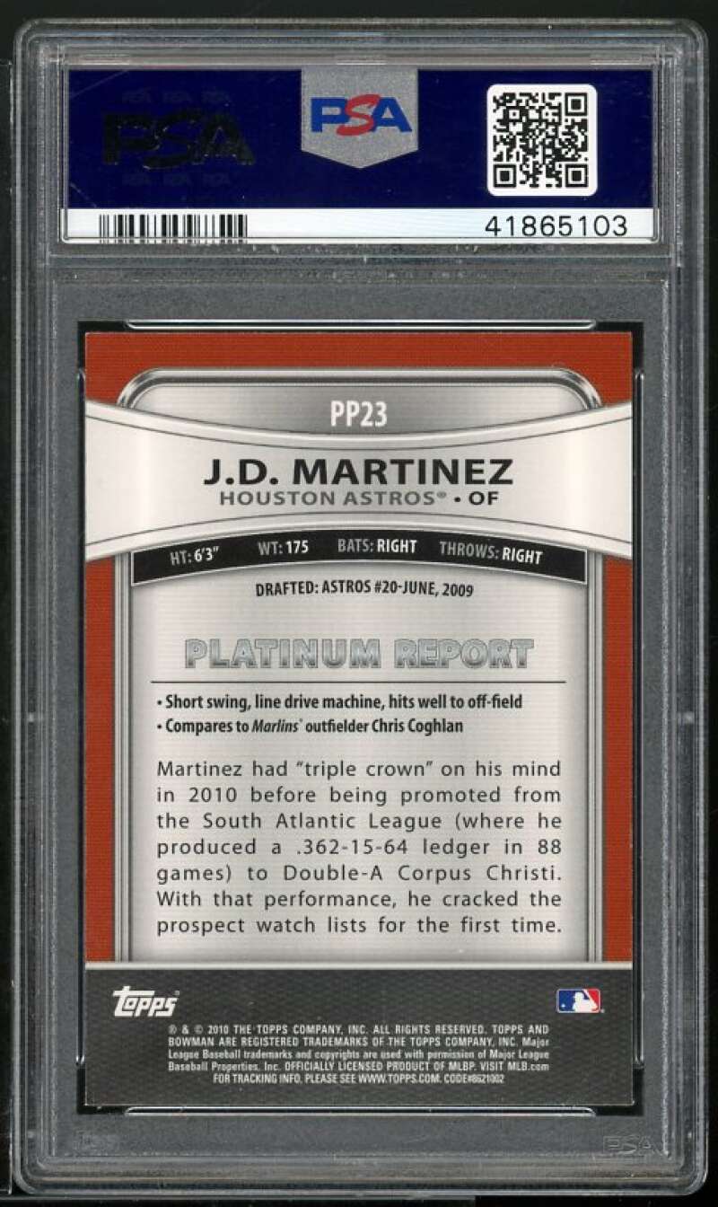 J.D. Martinez Rookie Card 2010 Bowman Platinum Prospects #PP23 PSA 9 Image 2