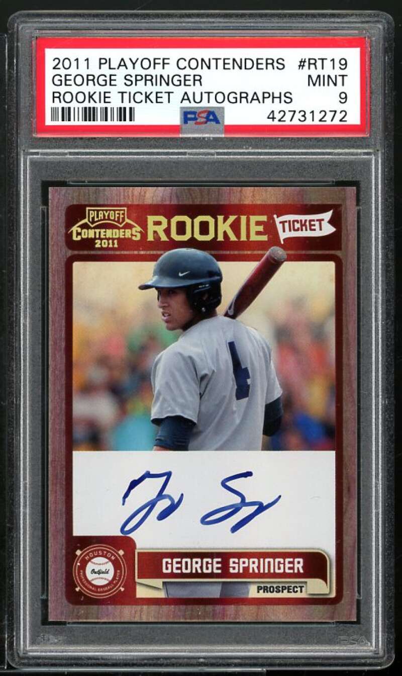 George Springer 2011 Playoff Contenders Rookie Ticket Autographs #RT19 PSA 9 Image 1