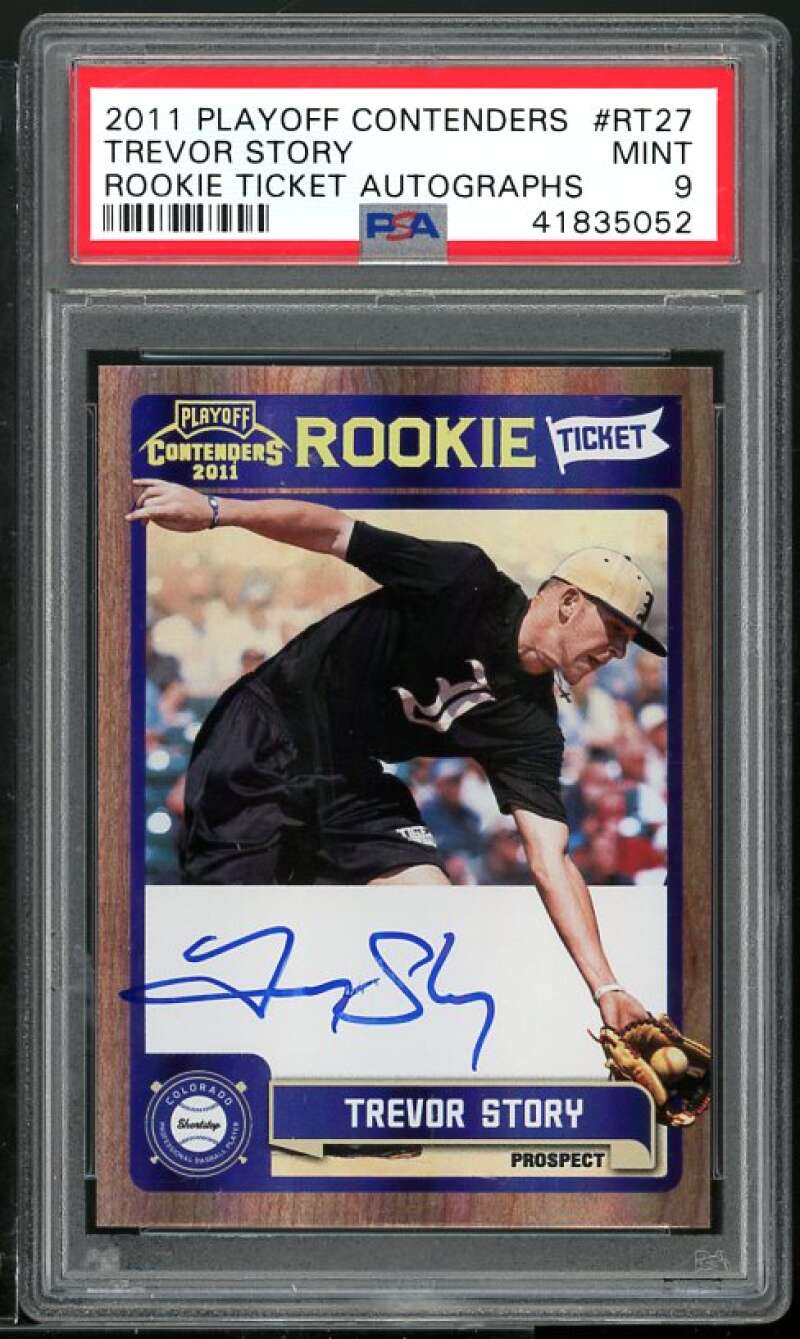 Trevor Story 2011 Playoff Contenders Rookie Ticket Autographs #RT27 PSA 9 Image 1