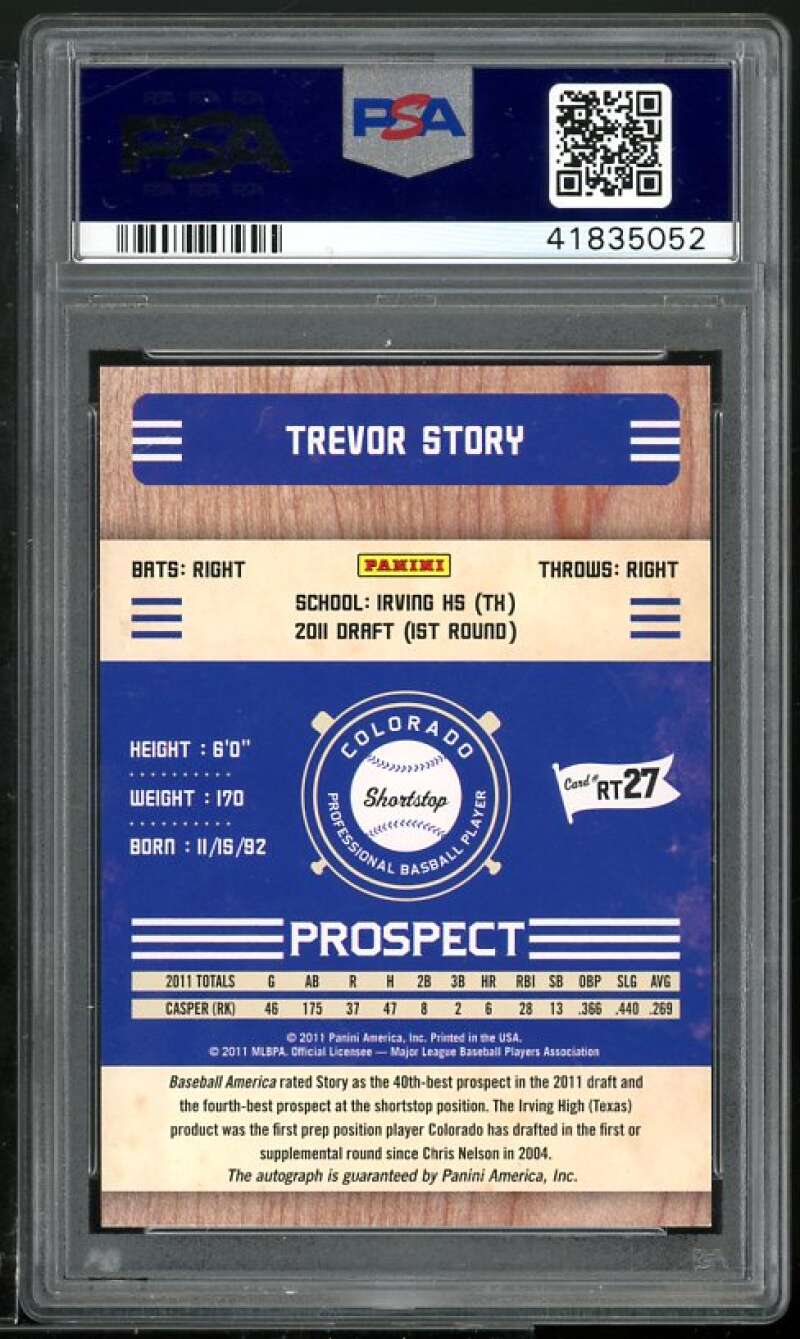 Trevor Story 2011 Playoff Contenders Rookie Ticket Autographs #RT27 PSA 9 Image 2