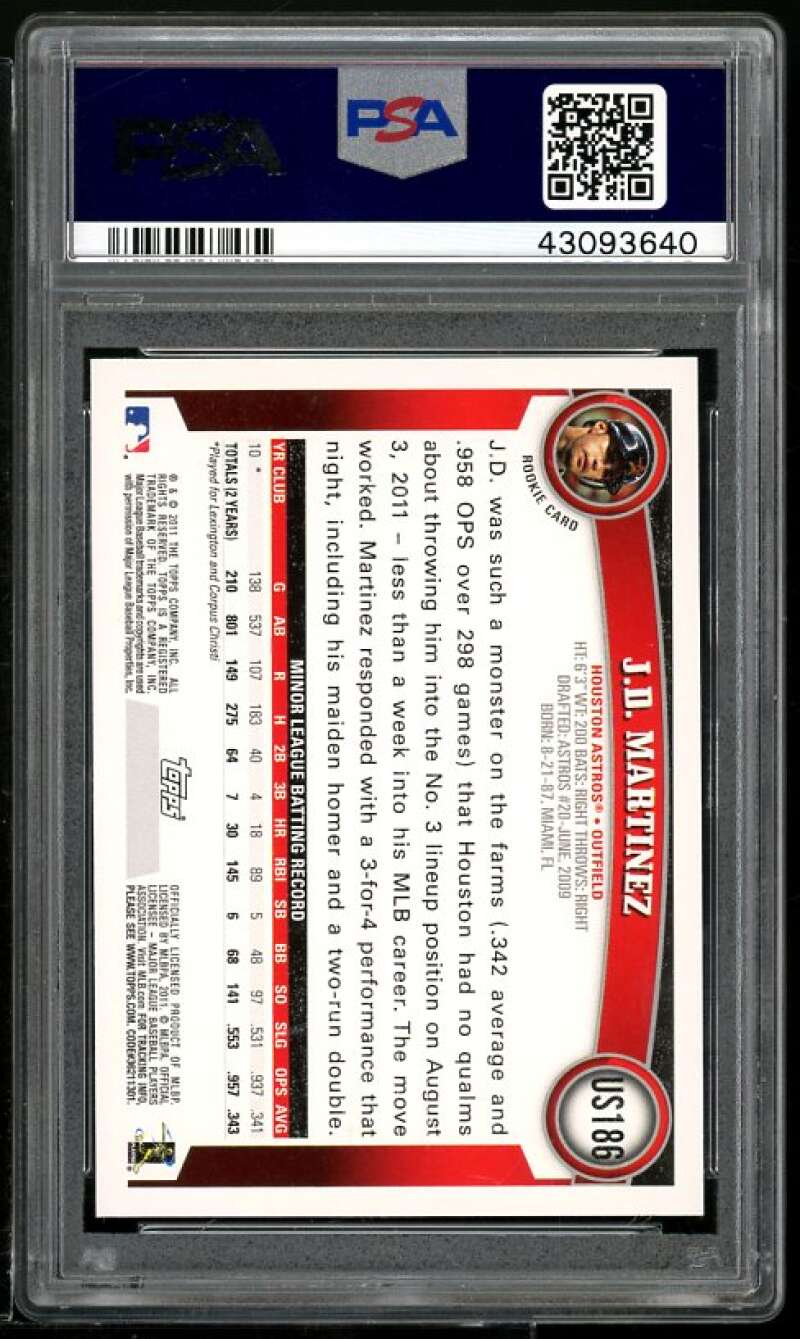 J.D. Martinez Rookie Card 2011 Topps Update #US186 PSA 9 Image 2