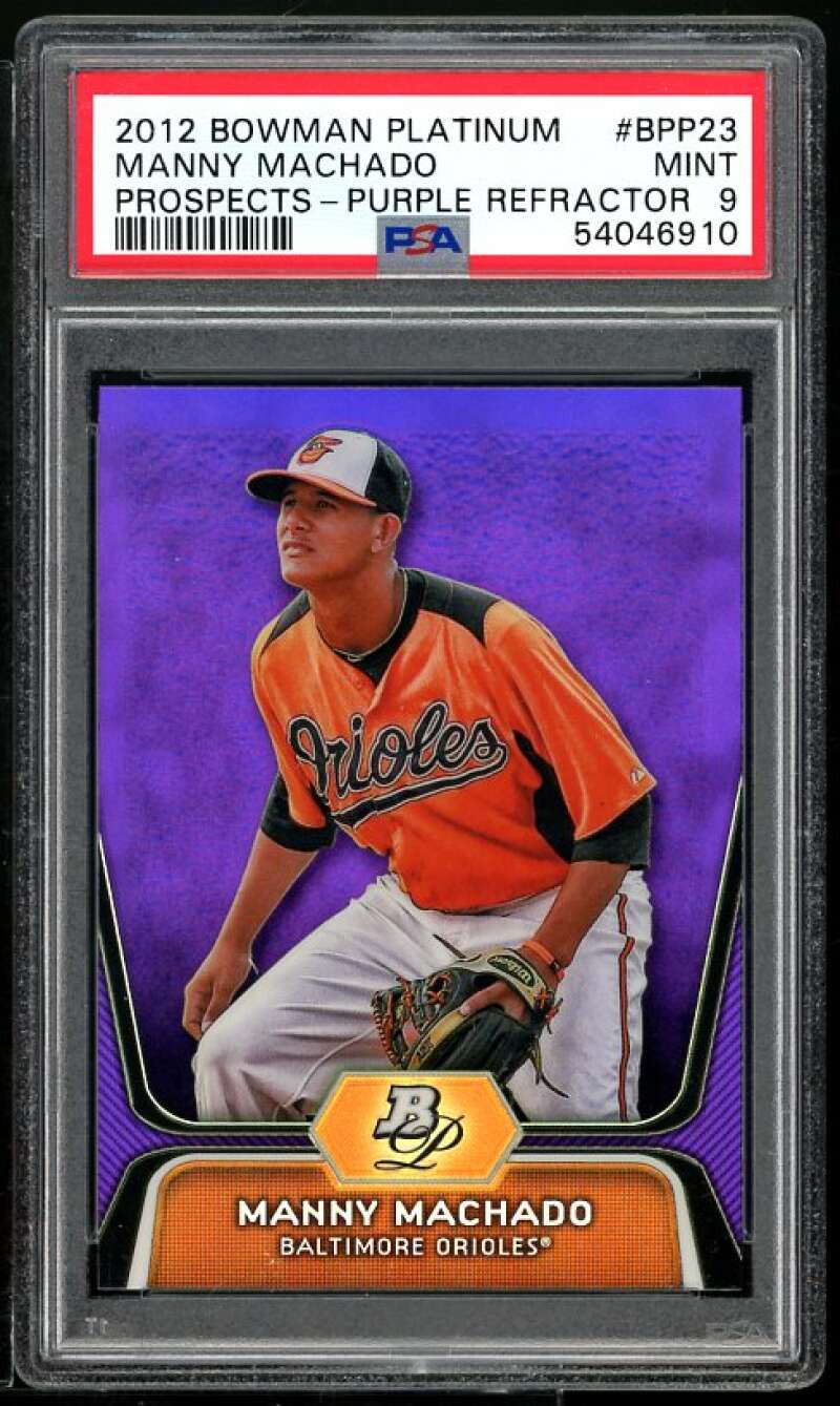 Manny Machado Rookie 2012 Bowman Platinum Prospects Blue Refractor #BPP23 PSA 9 Image 1