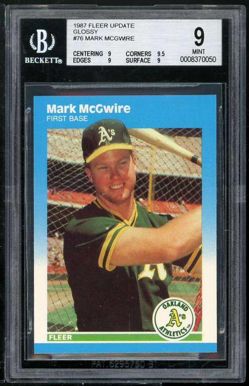 Mark McGwire Rookie Card 1987 Fleer Update Glossy #U-76 BGS 9 (Read Description) Image 1