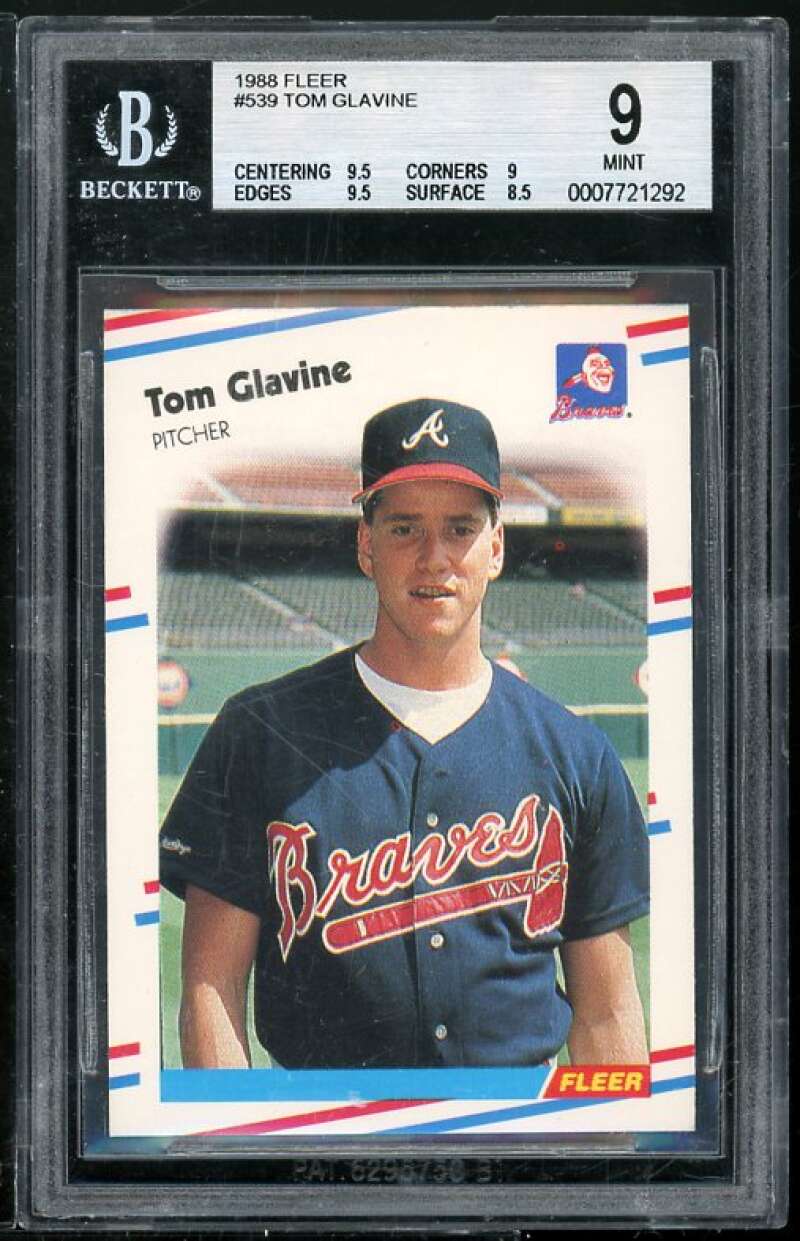 Tom Glavine Rookie Card 1988 Fleer #539 BGS 9 (Read Description) Image 1