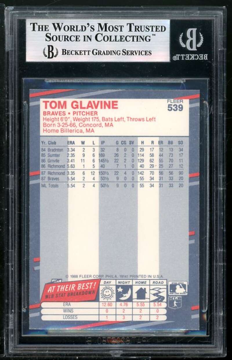 Tom Glavine Rookie Card 1988 Fleer #539 PSA 9