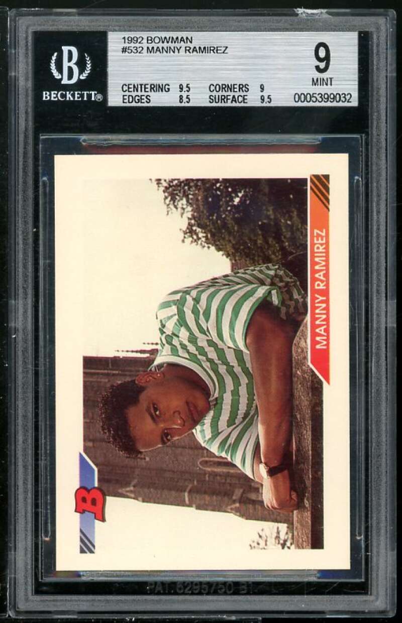 Manny Ramirez Rookie Card 1992 Bowman #532 BGS 9 (Read Description) Image 1