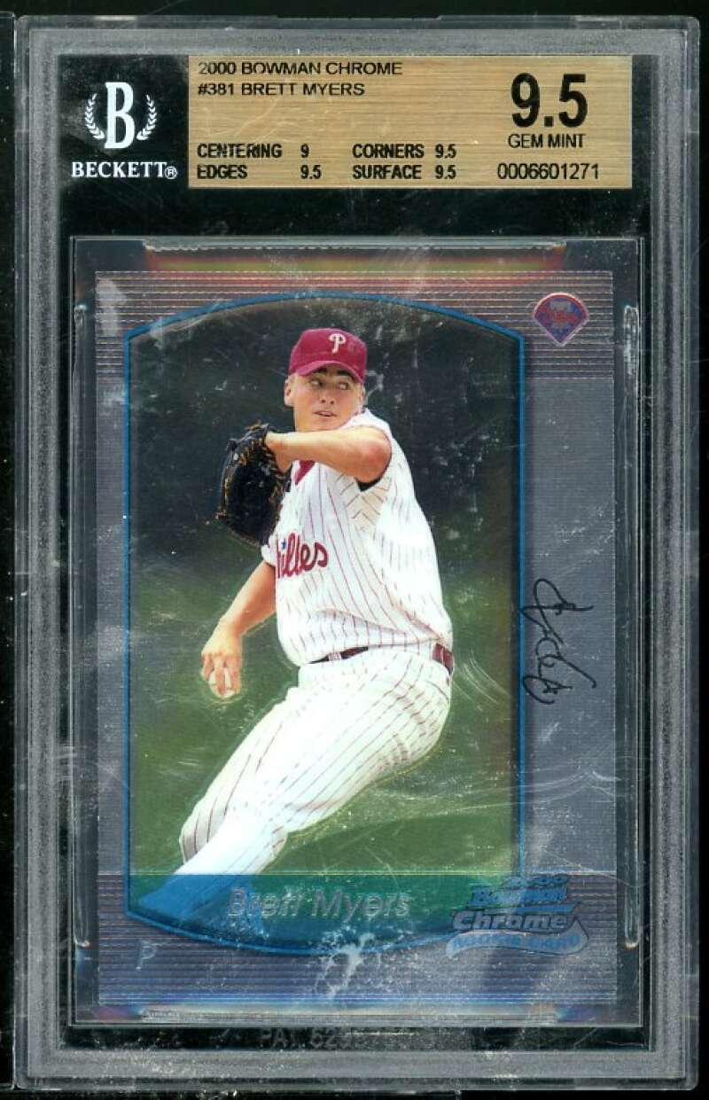 Brett Myers Rookie Card 2000 Bowman Chrome #381 BGS 9.5 (Read Description) Image 1