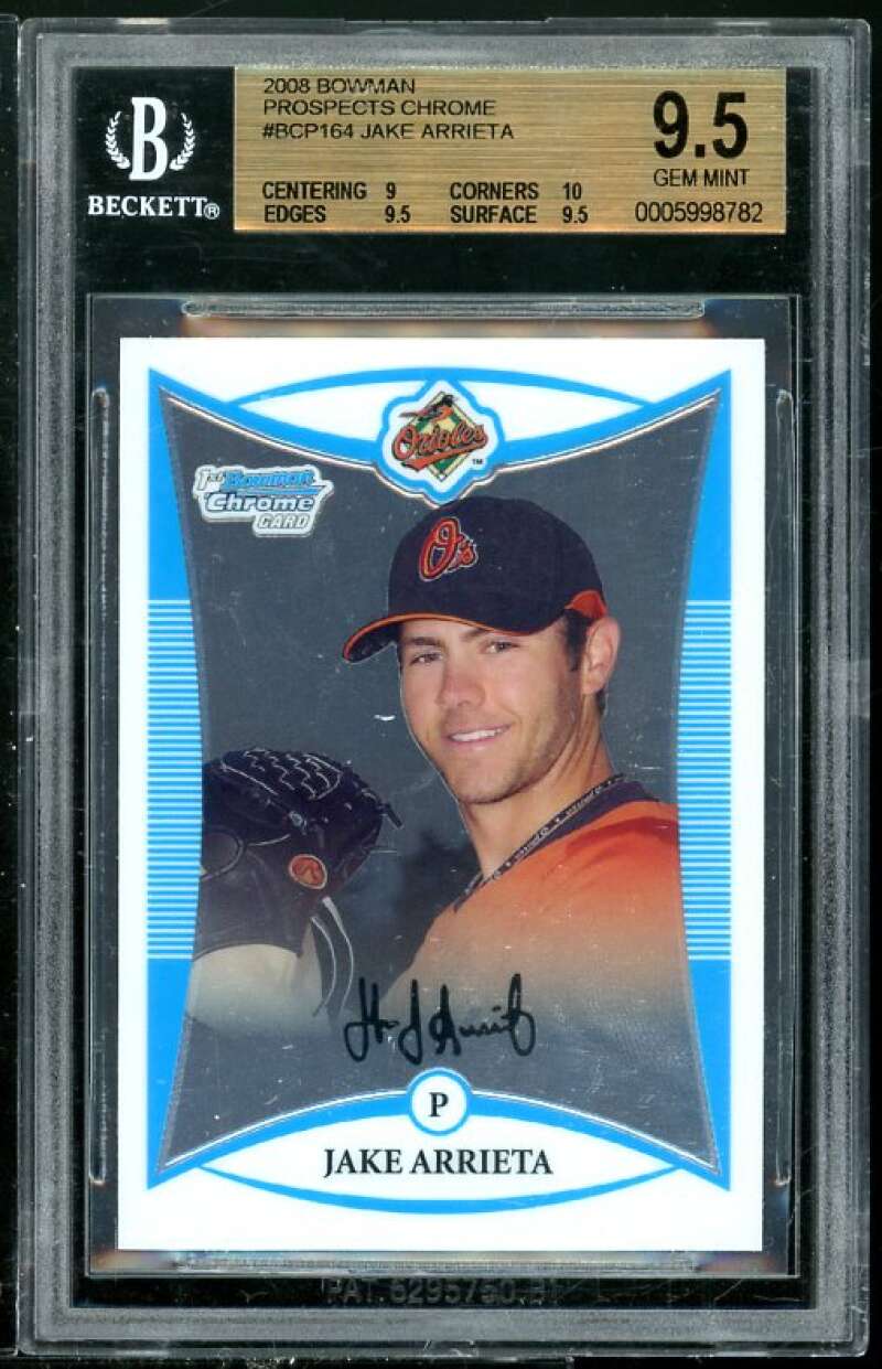 Jake Arrieta Rookie 2008 Bowman Chrome Prospects #164 BGS 9.5 (Read Description) Image 1