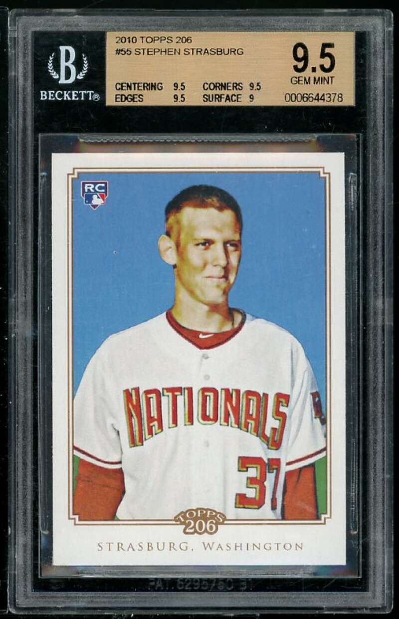 Stephen Strasburg Rookie Card 2010 Topps 206 #55 BGS 9.5 (Read Description) Image 1