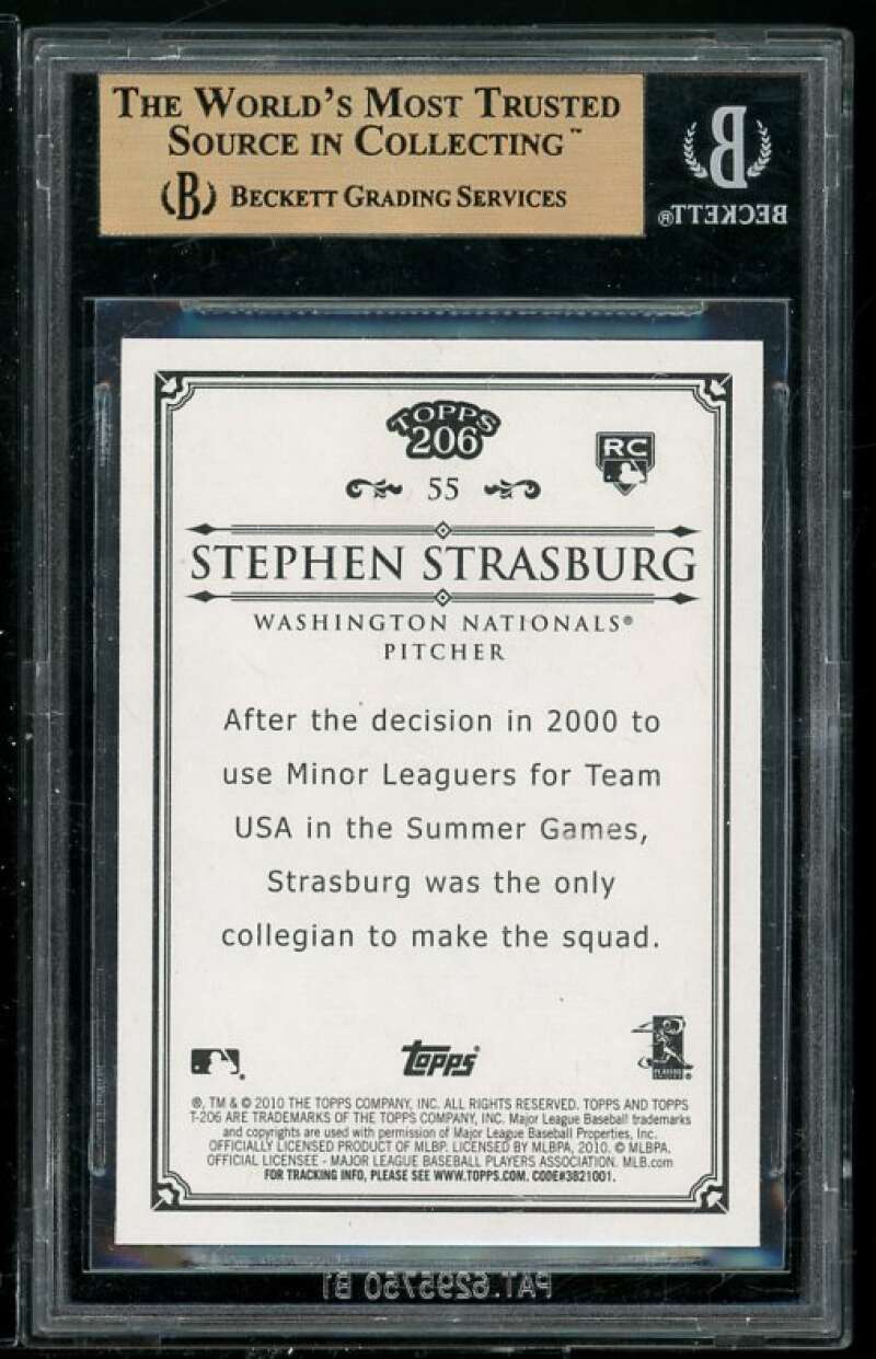 Stephen Strasburg Rookie Card 2010 Topps 206 #55 BGS 9.5 (Read Description) Image 2