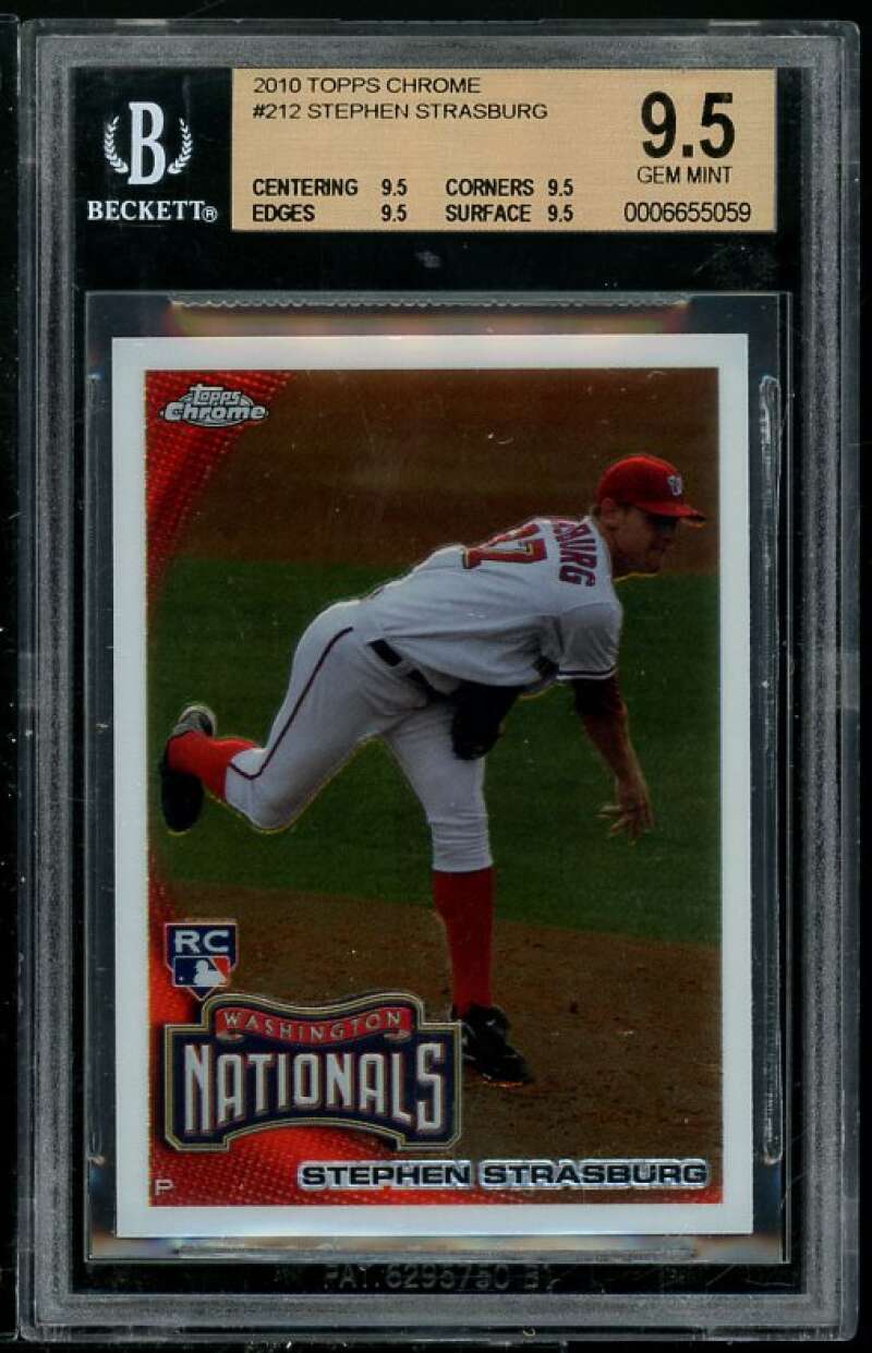 Stephen Strasburg Rookie Card 2010 Topps Chrome #212 BGS 9.5 (Read Description) Image 1