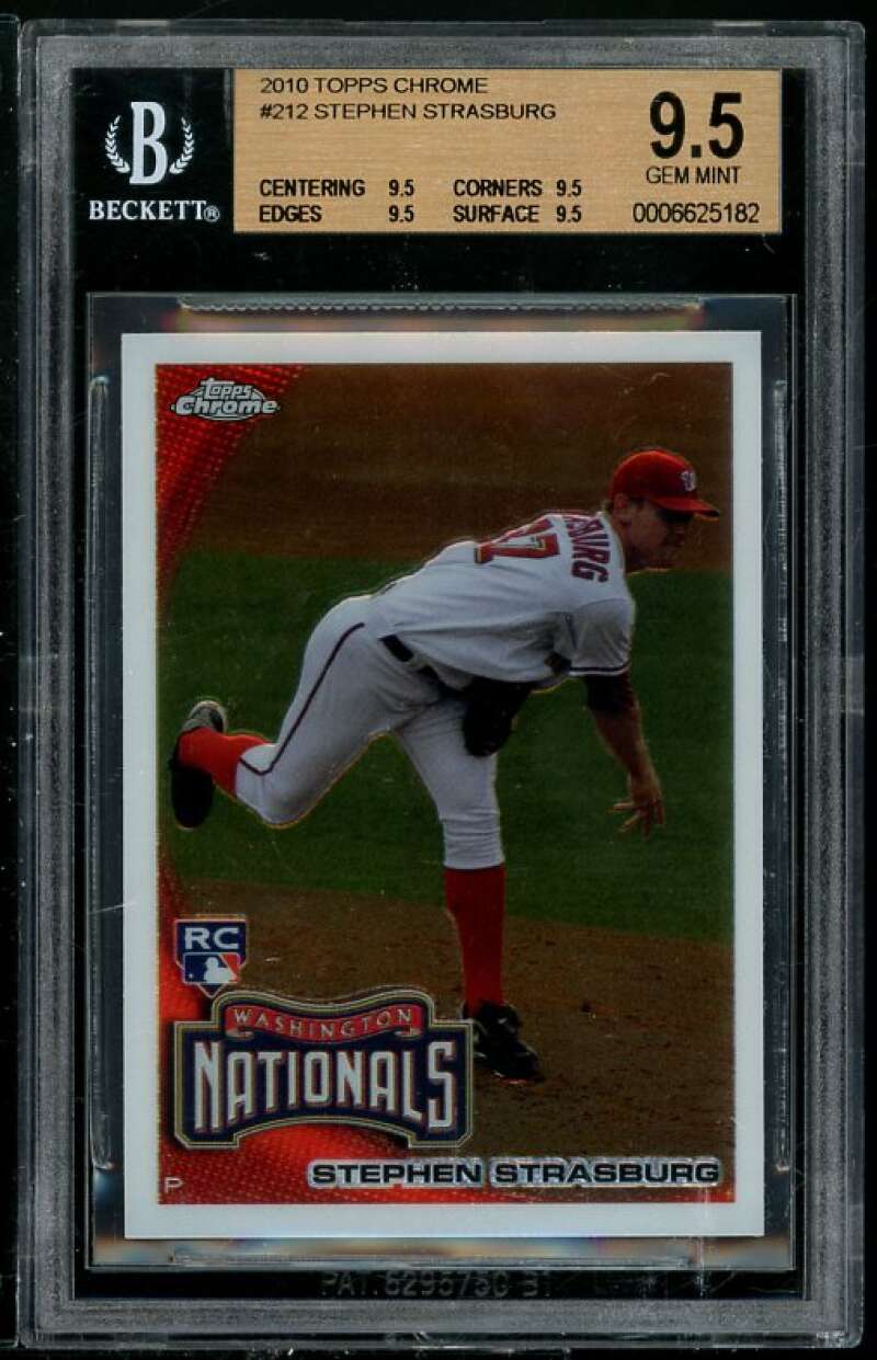 Stephen Strasburg Rookie Card 2010 Topps Chrome #212 BGS 9.5 (Read Description) Image 1