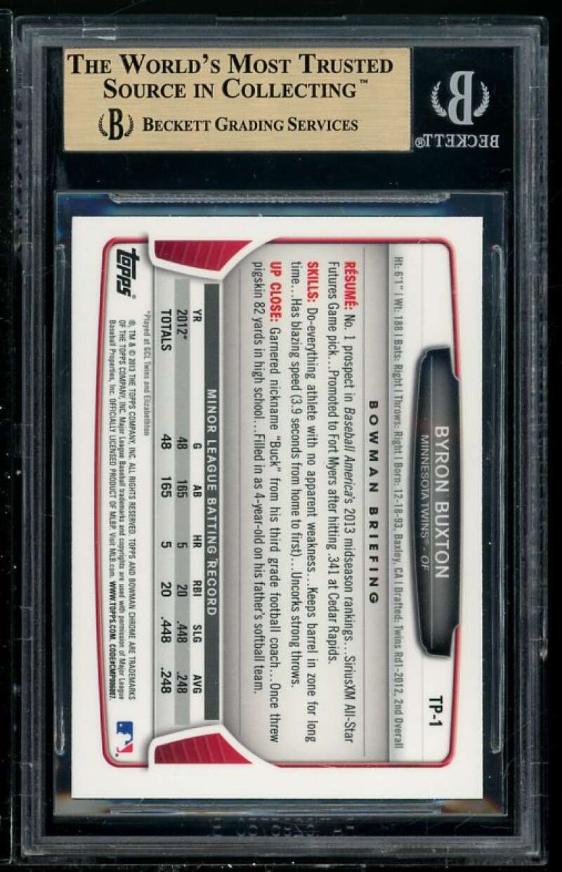 Byron Buxton Rookie 2013 Bowman Chrome Draft #TP1 BGS 9.5 (Read Description) Image 2