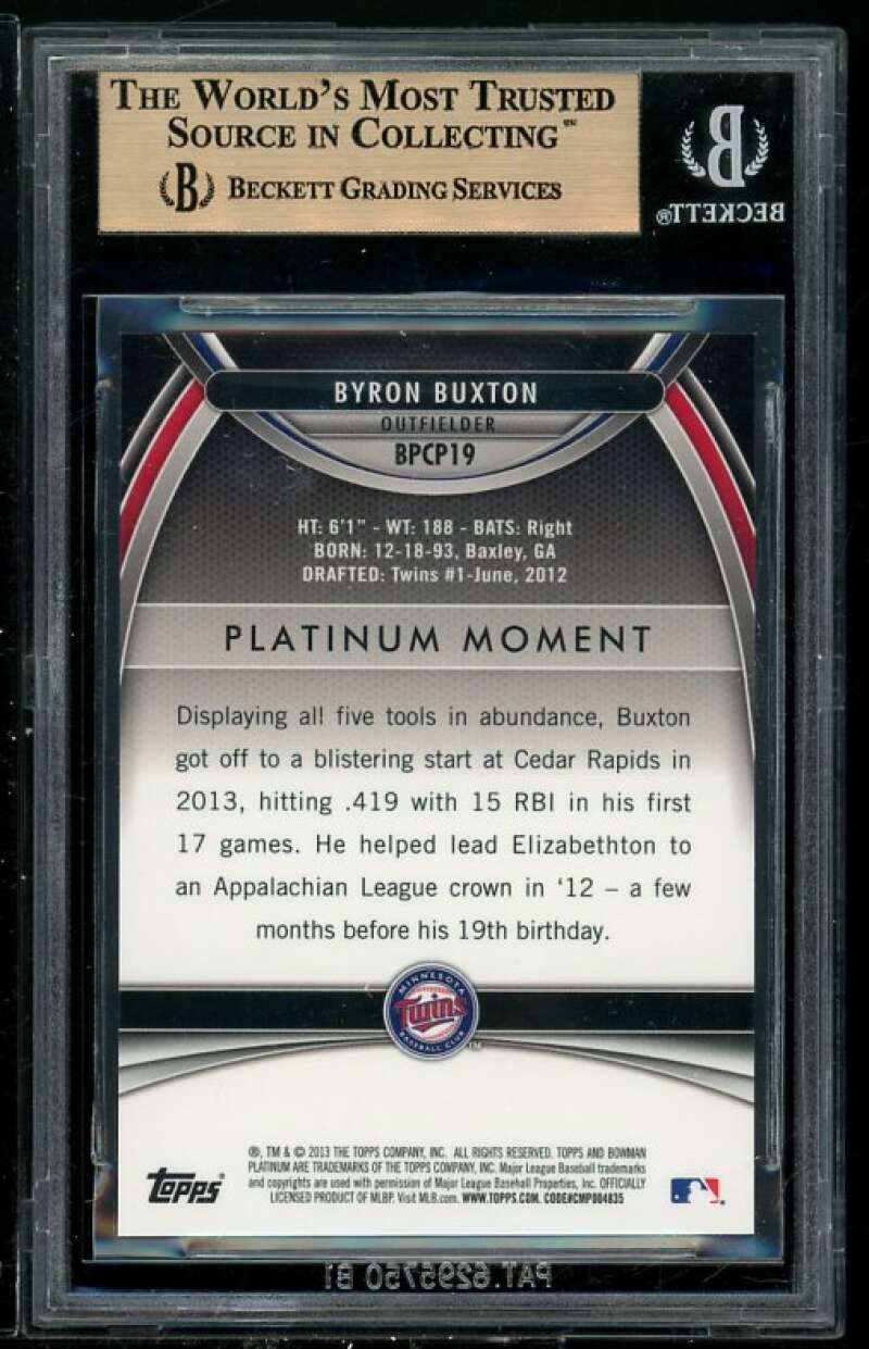 Byron Buxton RC 2013 Bowman Platinum Chrome Green #19 BGS 9.5 (Read Description) Image 2